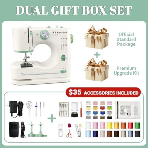 Mini Dual-Speed SewingMachine Double Needle & Double Thread16 Stitch Modes Begin - Picture 4 of 7